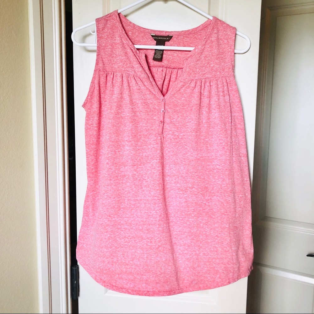 Bit & Bridle Sleeveless V-neck Henley Tank - S